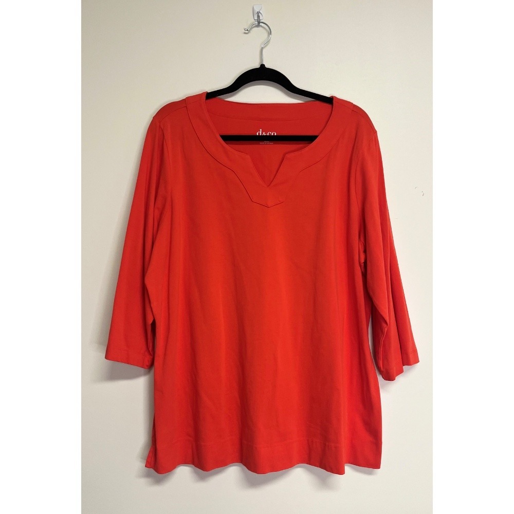 d&Co. Women's Orange 3/4 Sleeve Tee Size‎ XL